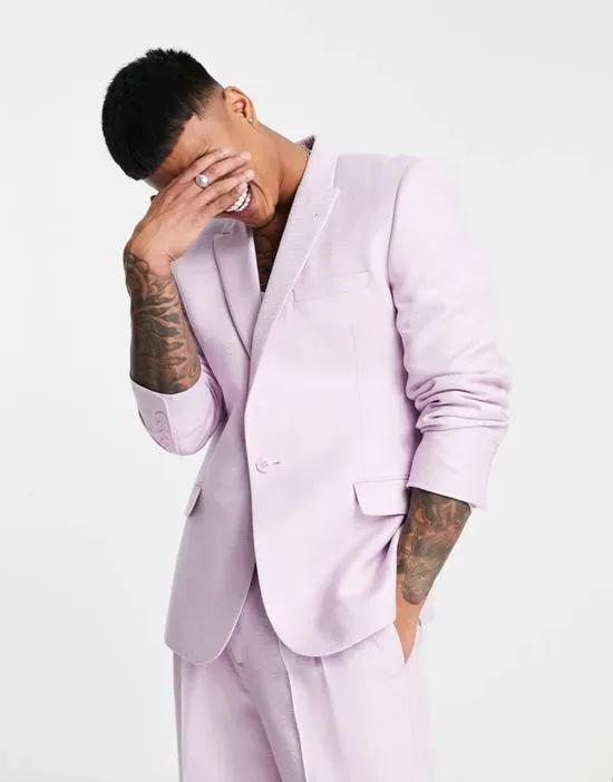 slim suit jacket in lilac high shine shimmer