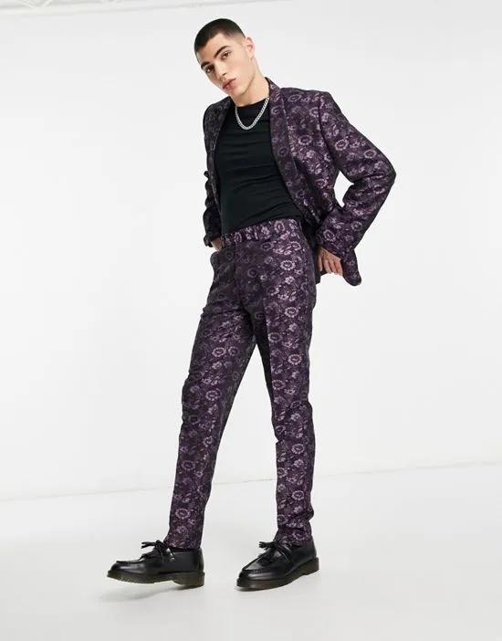 slim suit pants in dark floral