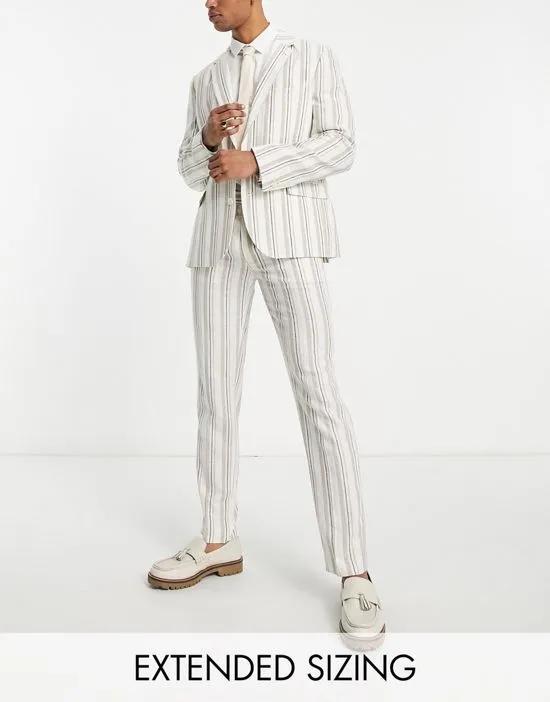 slim suit pants in ecru stripe