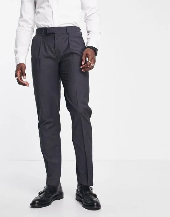 slim suit pants in gray pure merino wool melange
