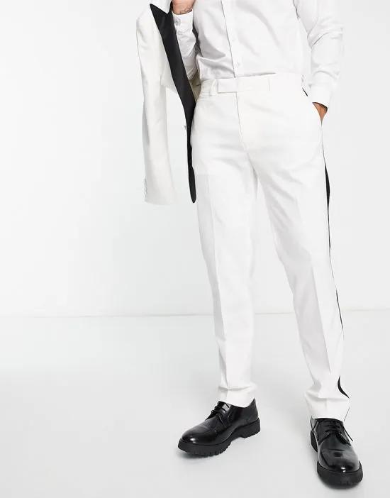 slim tuxedo suit pants in white