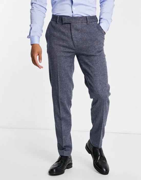 slim wool mix suit pants in navy texture