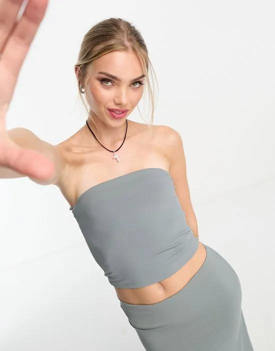 slinky bandeau top in gray - part of a set