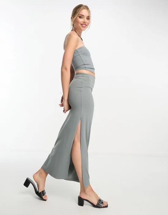 slinky column maxi skirt in gray - part of a set