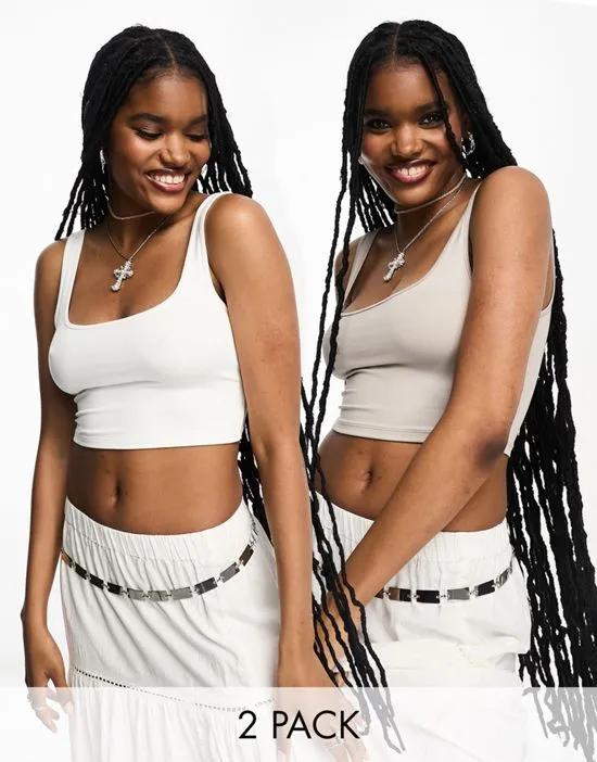 slinky tank top 2 pack in white and gray