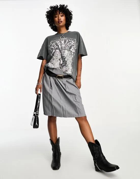 slogan oversized t-shirt in washed gray