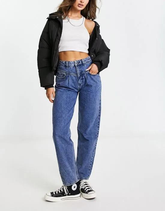 slouchy mom jeans in acid washed indigo