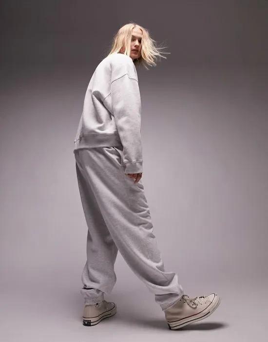 slouchy oversized cuffed sweatpants in gray heather - part of a set