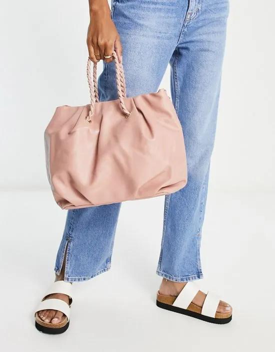 slouchy tote bag in light pink
