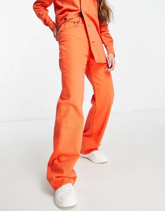 slouchy wide leg jeans in orange - part of a set