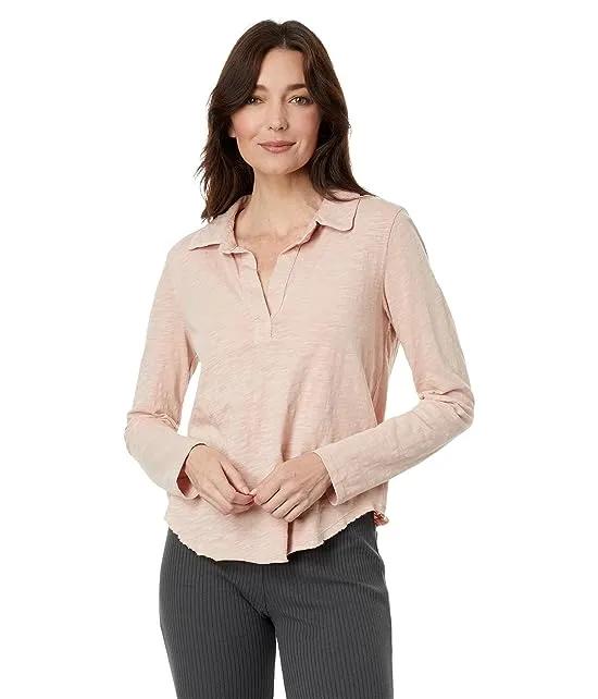 Slub Jersey Long Sleeve Easy Polo Tee