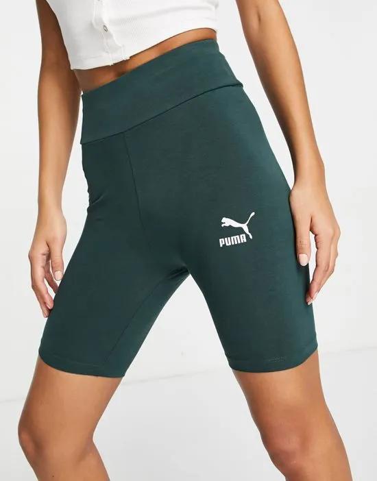 small logo legging shorts in dark green