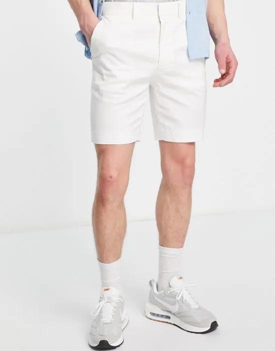 smart skinny linen mix shorts in white