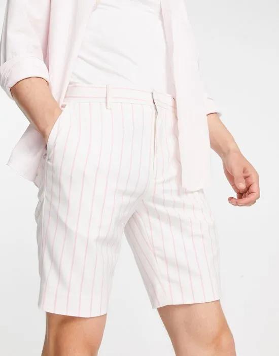 smart skinny shorts with preppy stripe in pink