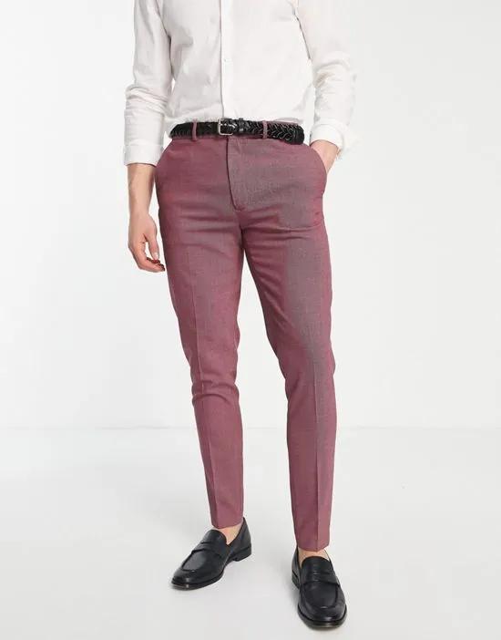 smart super skinny pants with pin dot texture in burgundy