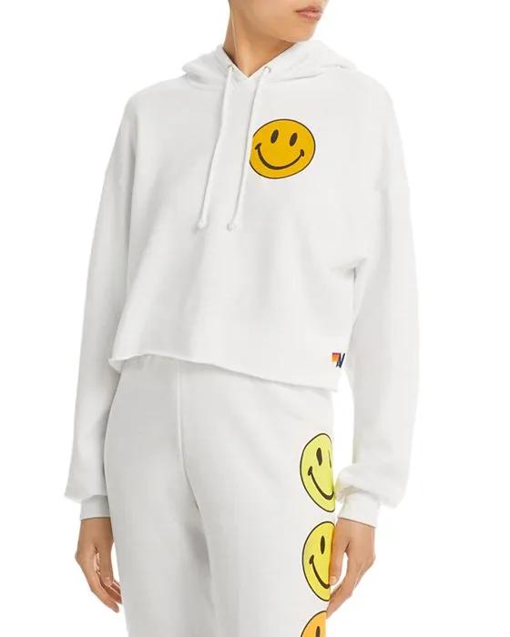 Smiley 2 Graphic Cropped Hoodie