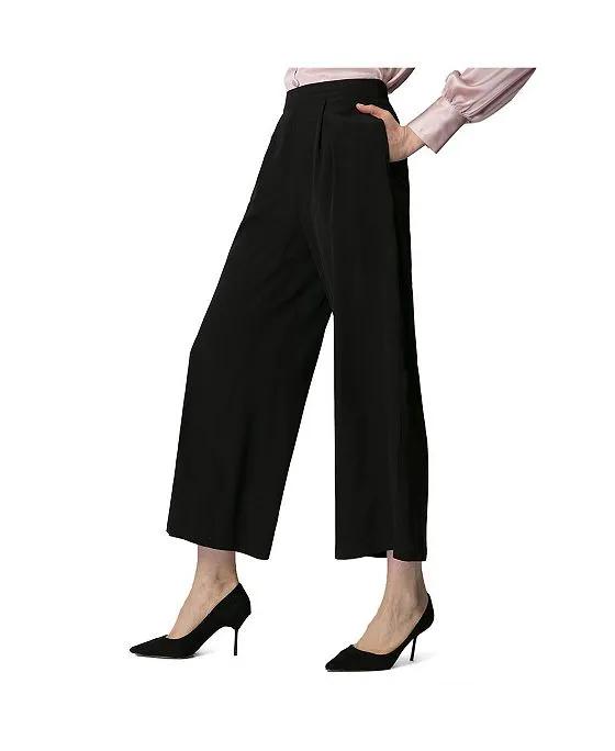 Smooth Silk Wide Leg Cropped Pants for Women