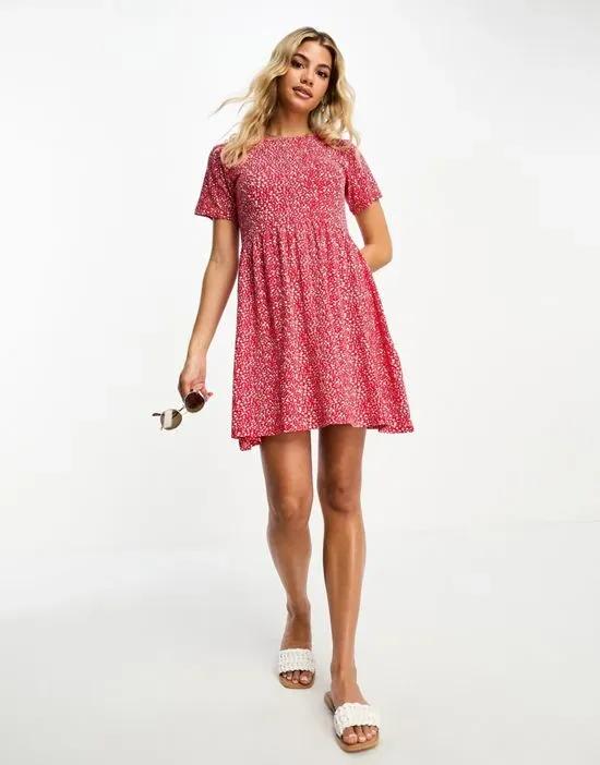 smudge spot mini dress in red and pink
