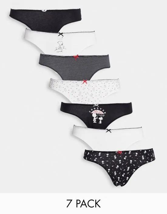 Snoopy 7 pack cotton hipster brief in monochrome