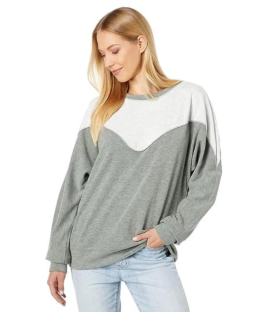 Soft-As-Suede Brushed Jersey Color-Blocked Long Sleeve Crew Neck Sweatshirt