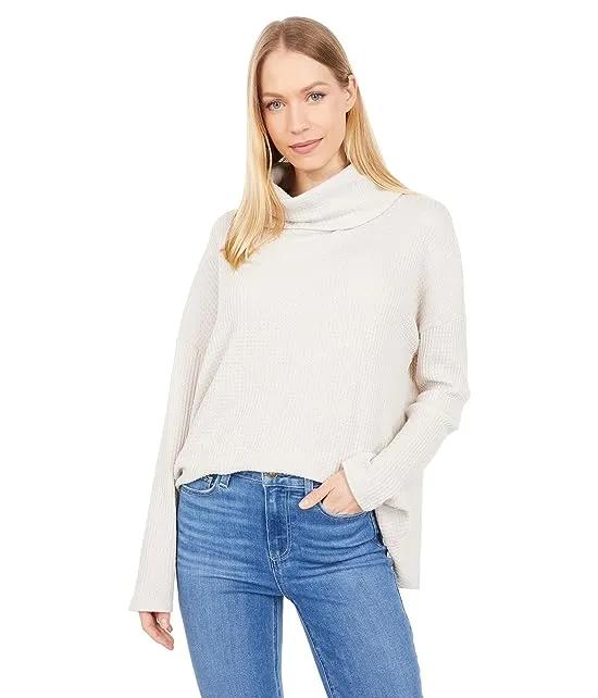 Soft Brushed Waffle Cowl Neck Top