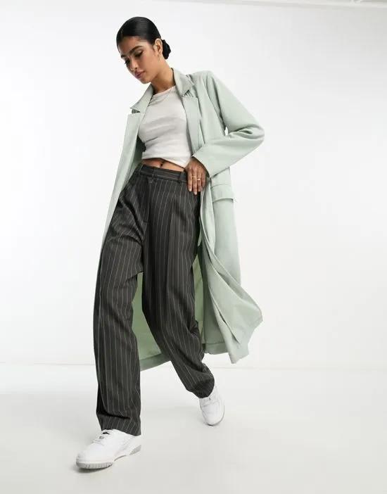 soft duster coat in sage