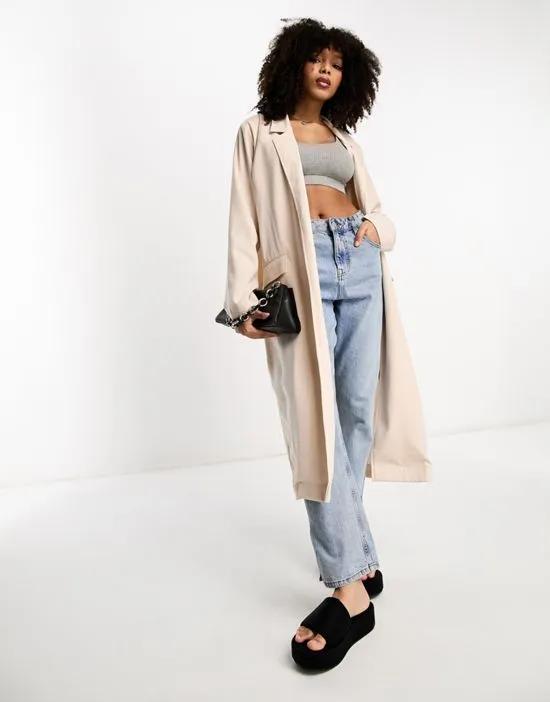 soft duster coat in sand