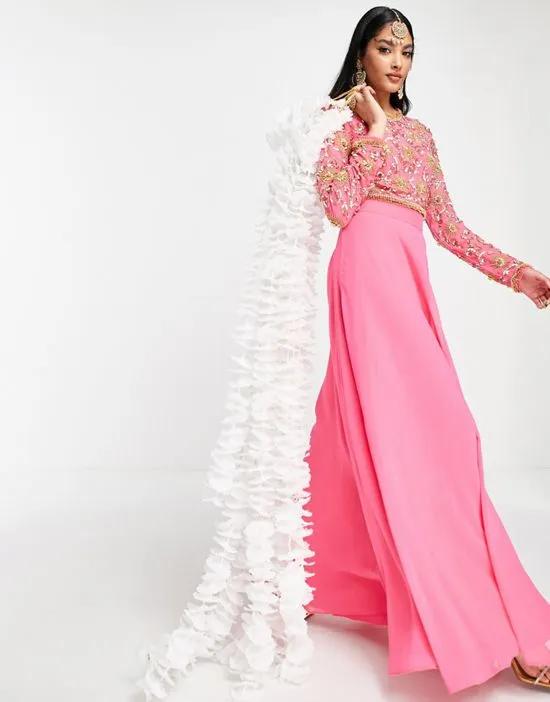 soft maxi lehenga skirt in pink