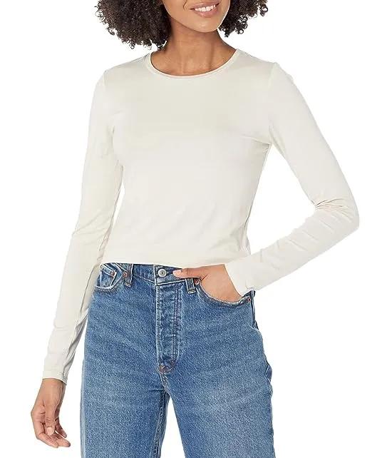 Soft Touch Flat-Edge Long Sleeve Crew Neck Top