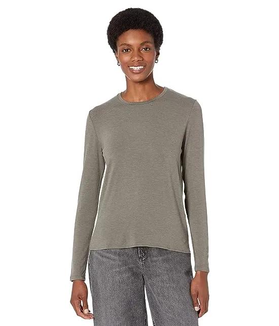 Soft Touch Long Sleeve Semi Relaxed Crew Neck with Side Slits
