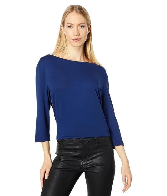Soft Touch Semi Relaxed 3/4 Sleeve Boatneck Tee