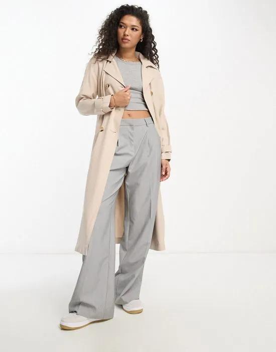 soft trench coat in stone