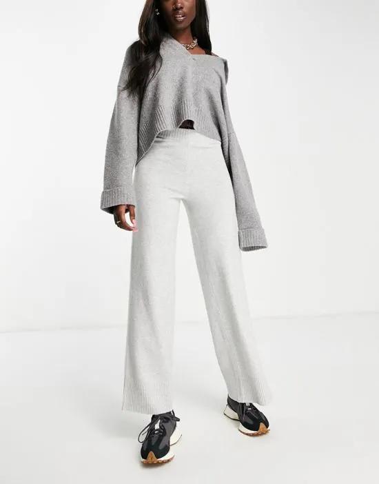 soft wide leg pants in soft gray - part of a set