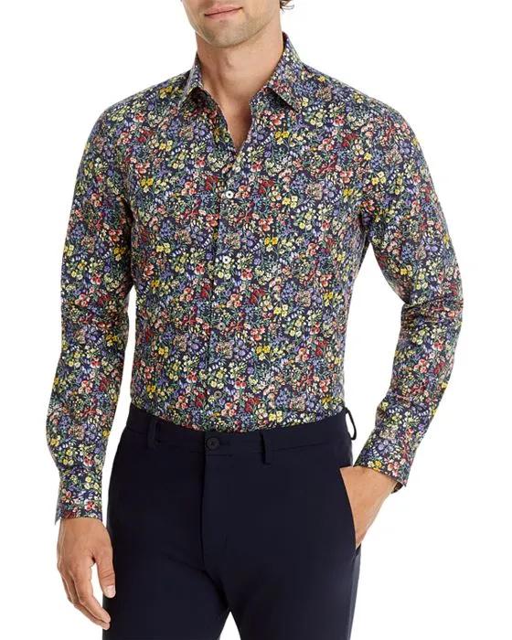 Soho Dark Floral Print Slim Fit Shirt