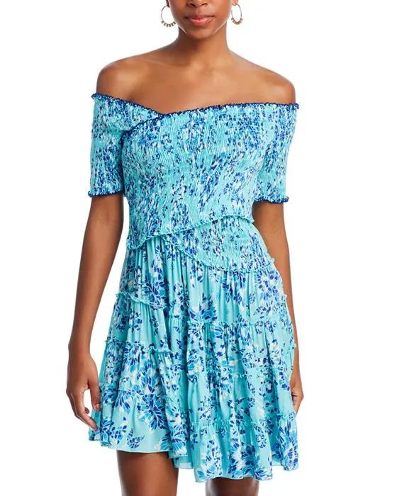 Soledad Floral Print Smocked Mini Dress