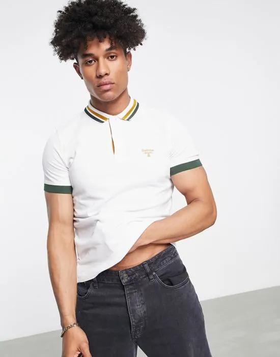 Solent tipped polo in white