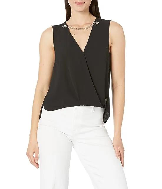 Solid Crepe Wrap Top