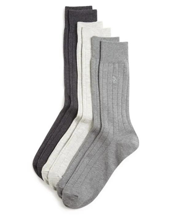 Solid Ribbed Dress Socks, Pack of 3