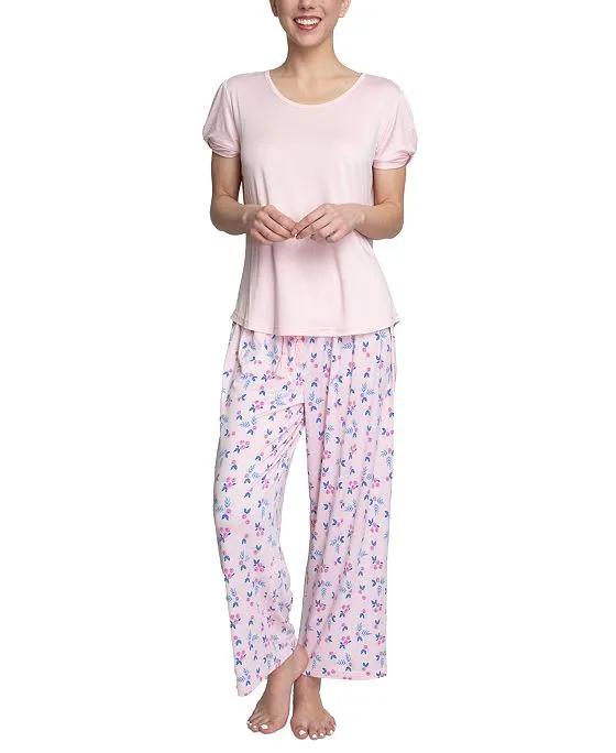 Solid Top & Printed Pants Pajama Set