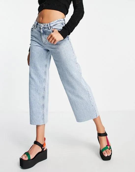 Sonny cropped wide leg jeans with high waist in light blue
