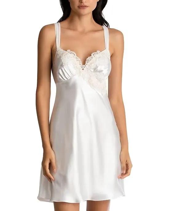 Sonya Embellished Bridal Satin Chemise Nightgown