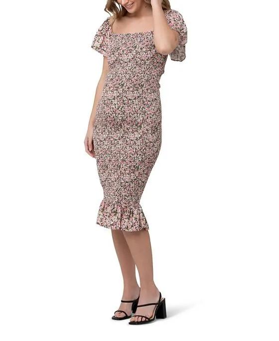 Sophia Floral Shirred Midi Dress