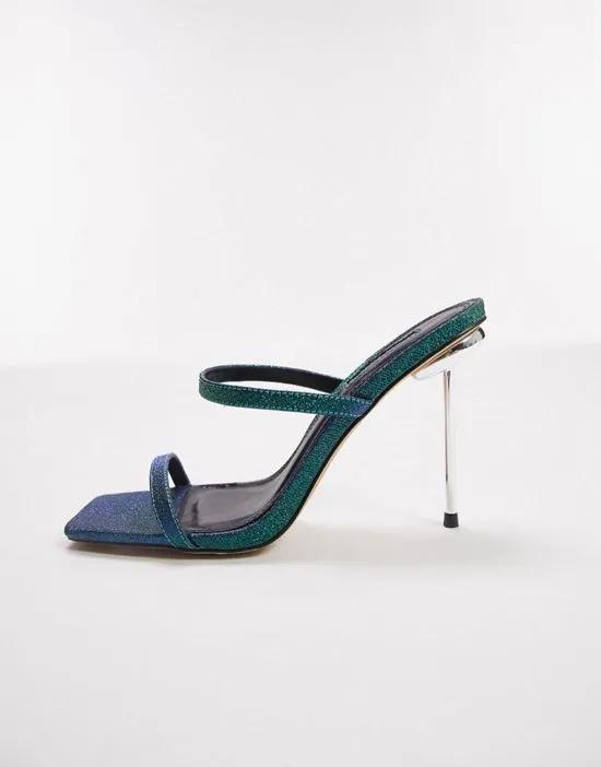 Sophie strappy heeled mule in blue