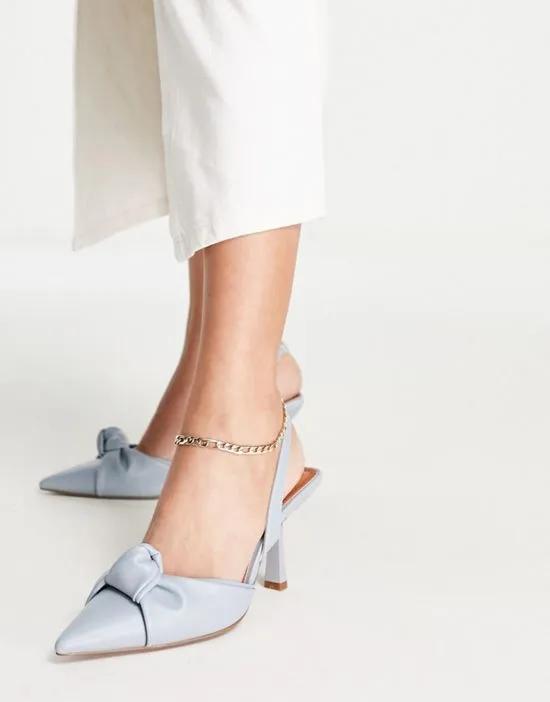 Soraya knotted slingback mid heel shoes in blue