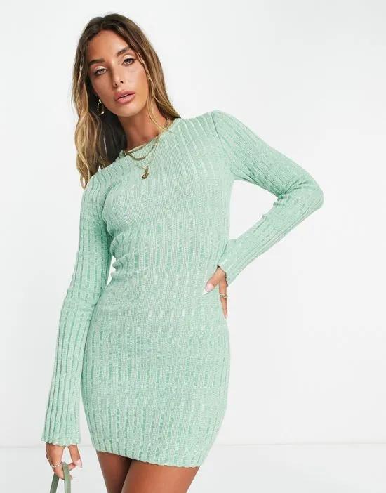space dye knit mini dress in green