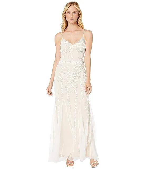 Spaghetti Strap Beaded Gown