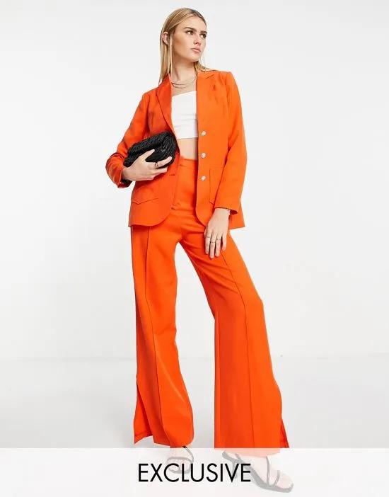 split hem pants in orange - part of a set
