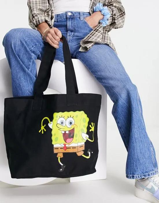 spongebob oversized shopper in black