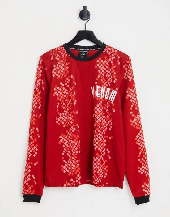 Sport all over print long sleeve t-shirt in red