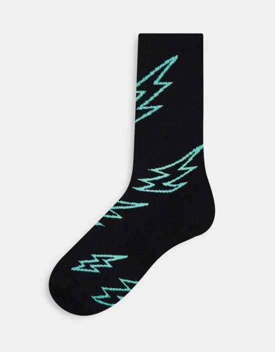 sports socks with lightning bolt design